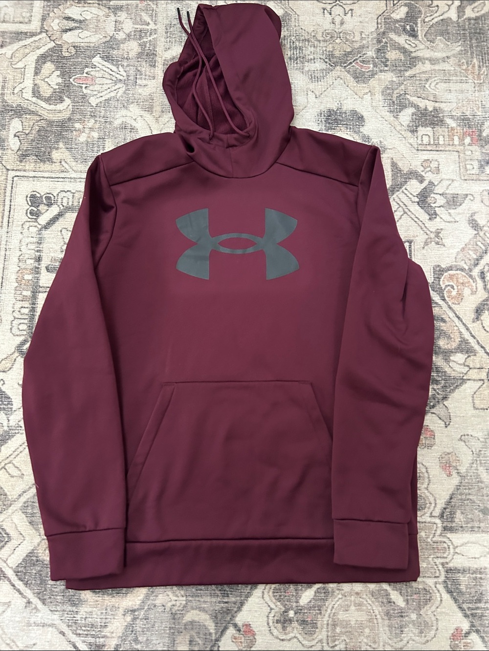 Under Armour Burgundy Hooded Pullover with Gray Logo